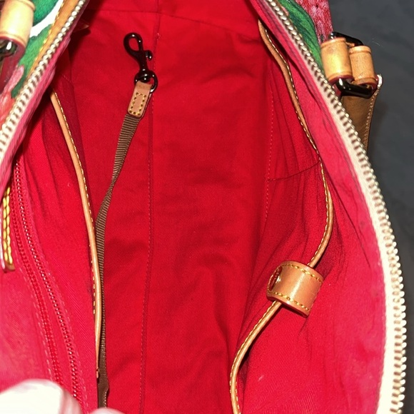 Dooney & Bourke Satchel crossbody bag genuine leather geraniums pink/red/gree - Picture 17 of 17